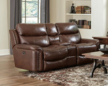  Ceretti - Power Reclining Console Loveseat - Brown Top Grain Italian Leather Match