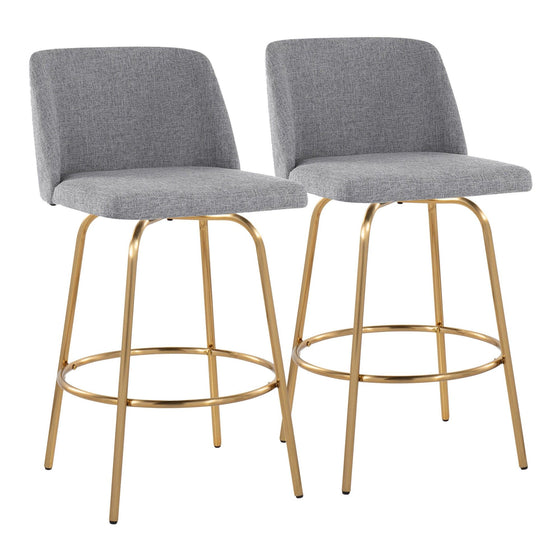 Toriano - 26" Fixed-Height Counter Stool (Set of 2) - Gold Base