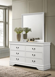  Louis Philippe - 6-Drawer Dresser And Mirror - White