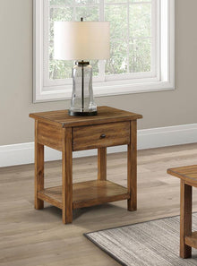  Payne - 1 Drawers Wood End Table with Shelf