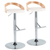 Grotto - Adjustable Faux Leather Barstool (Set of 2) - White And Light Brown