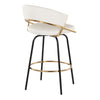 Jie - 30" Fixed-Height Barstool With Swivel - Gold And Black Legs (Set of 2)