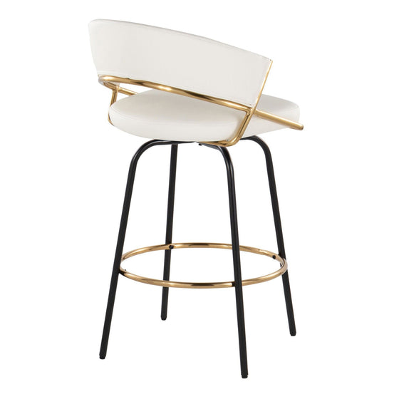 Jie - 30" Fixed-Height Barstool With Swivel - Gold And Black Legs (Set of 2)