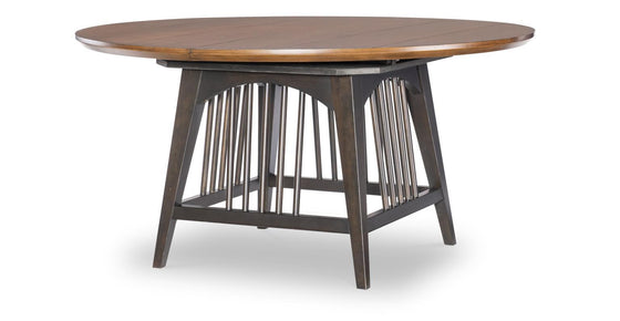 Fenmore - Complete Round Dining Table - Mocha And Distressed Cherry