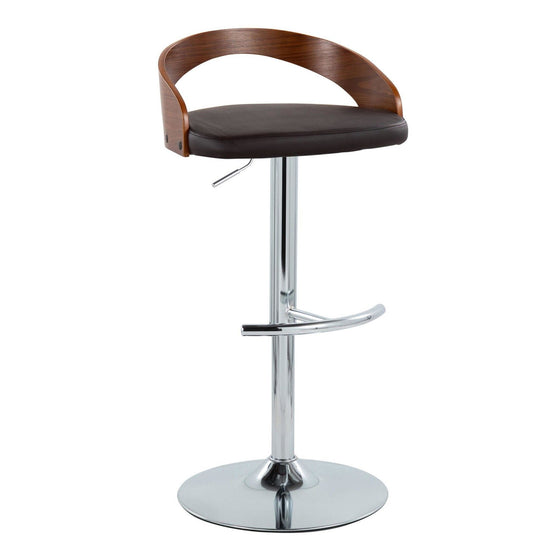 Grotto - Adjustable Barstool (Set of 2) - Chrome Base, Walnut Backrest