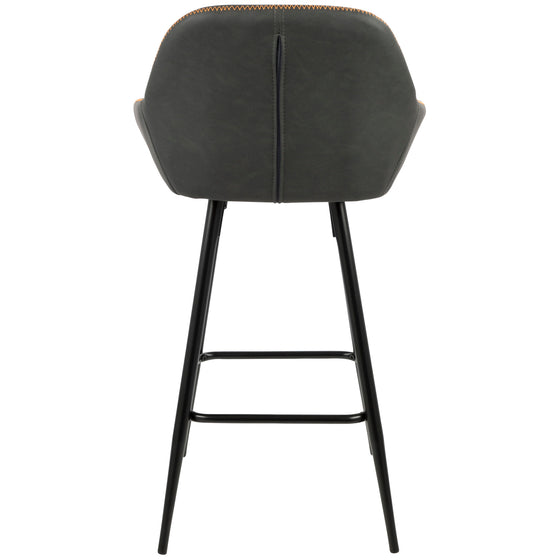 Clubhouse - 26" Counter Stool With Black Frame And Gray Vintage - Faux Leather (Set of 2)