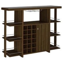  Evelio - 6-Shelf Glass Top Home Bar Wine Cabinet - Walnut