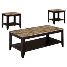  Flores - 3 Piece Faux Marble Top Coffee Table Set - Cappuccino