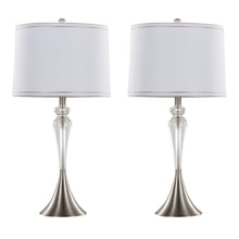  Ashland - 28" Crystal Table Lamp - Clear Crystal, Brushed Nickel And White Linen Shade With Silver Trim from Grandview Gallery (Set of 2)