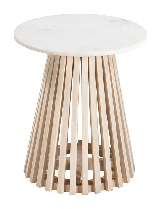 Mazara - Side Table - White / Natural