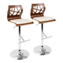  Folia - Adjustable Barstool (Set of 2) - Walnut Backrest & Silver Base