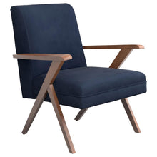  Cheryl - Upholstered Wood Arm Accent Chair - Dark Blue