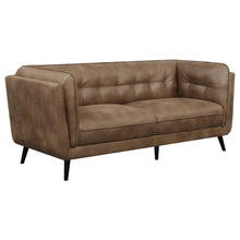  Thatcher - Upholstered Tuxedo Arm Tufted Sofa - Brown