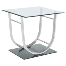  Danville - Square U-Shaped Glass Top Side End Table - Chrome