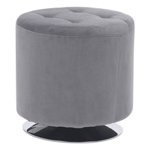  Mason - Round Swivel 17" Ottoman - Chrome Metal And Silver Velvet