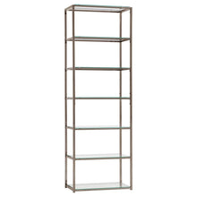  Kate - 5-Shelf Glass Bookshelf - Black Nickel