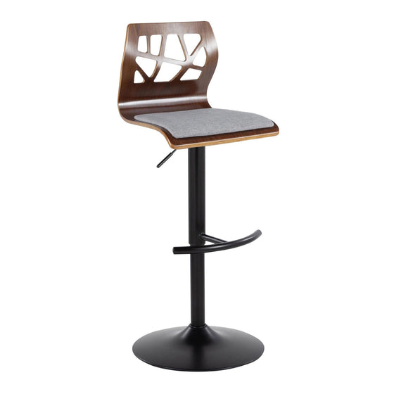 Folia - Adjustable Barstool (Set of 2) - Walnut Backrest & Black Base