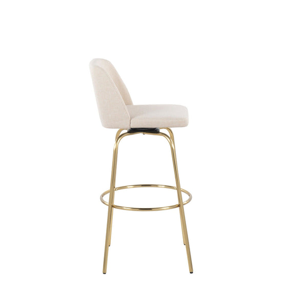 Toriano - 30" Fixed-Height Barstool (Set of 2) - Gold Base