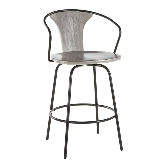 Waco - Counter Stool - Black Metal And Gray Wood.