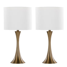  Lenuxe - 24" Metal Table Lamp (Set of 2) - White And Bronze