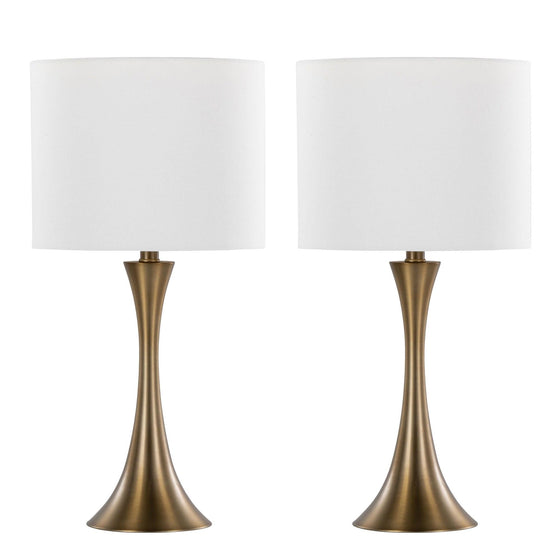 Lenuxe - 24" Metal Table Lamp (Set of 2) - White And Bronze