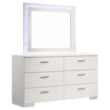  Felicity - 6-Drawer Dresser With LED Mirror - White High Gloss