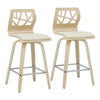 Folia - Counter Stool - Natural Wood, Cream Faux Leather, And Chrome Footrest (Set of 2)