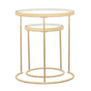 Maylin - 2 Piece Round Glass Top Nesting Table Set - Gold