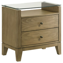  Granada - 2-Drawer Glass Top Nightstand - Natural Pine