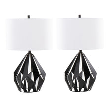  Geome - Tri 28" Metal Table Lamp - Matte Black Metal With White Linen Shade from Grandview Gallery (Set of 2)