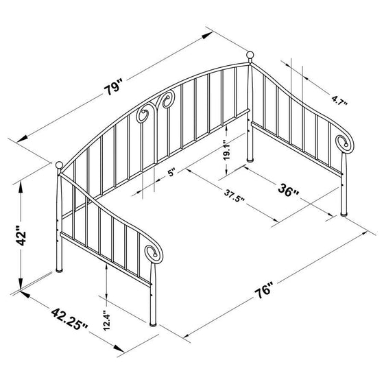 Grover - Metal Twin Daybed - Black