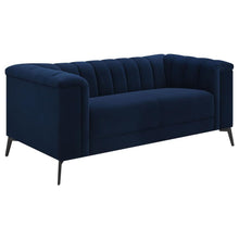  Chalet - Upholstered Tuxedo Arm Tufted Loveseat - Blue