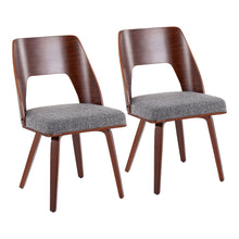  Triad - Chair - Walnut Bamboo And Gray Noise Fabric (Set of 2)