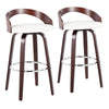 Grotto - Barstool With Swivel - Cherry With White Faux Leather (Set of 2)