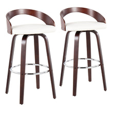  Grotto - Barstool With Swivel - Cherry With White Faux Leather (Set of 2)