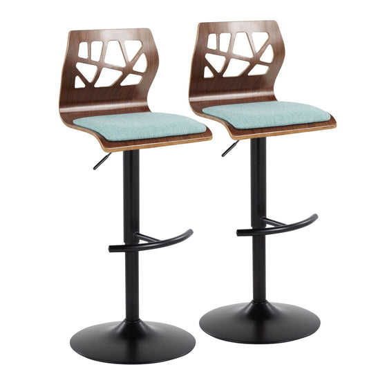 Folia - Adjustable Barstool (Set of 2) - Walnut Backrest & Black Base