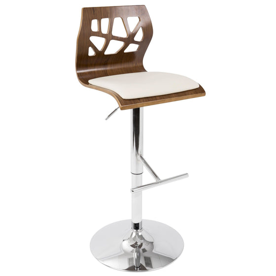 Folia - Adjustable Barstool (Set of 2) - Walnut Backrest & Silver Base