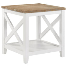  Hollis - Square Wood End Table With Shelf - Brown And White