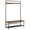 Alise - 5 Hook Coat Rack Hall Tree With Shoe Bench - Chestnut