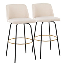  Toriano - 30" Fixed-Height Barstool (Set of 2) - Black & Gold Base