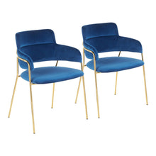  Napoli - Chair - Gold Metal And Blue Velvet (Set of 2)