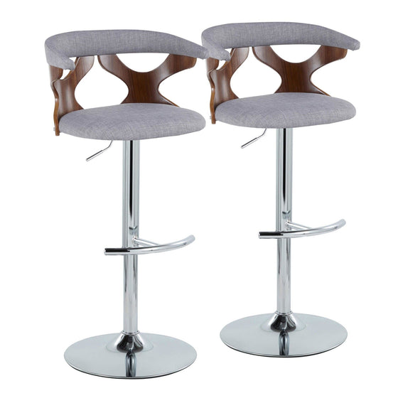 Gardenia - Adjustable Barstool - Chrome Base & Walnut Backrest