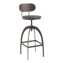  Dakota - Mid - Back Barstool - Antique Metal And Espresso Wood - Pressed Grain Bamboo