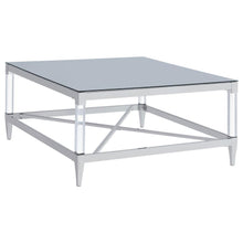  Lindley - Square Tempered Mirror Acrylic Coffee Table - Chrome