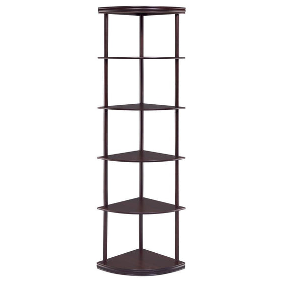 Bonwick - 5-Shelf Corner Bookshelf - Cappuccino