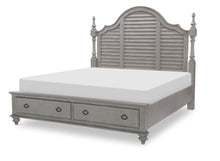  Kingston - Complete Louvered Poster Bed With Storage Footboard