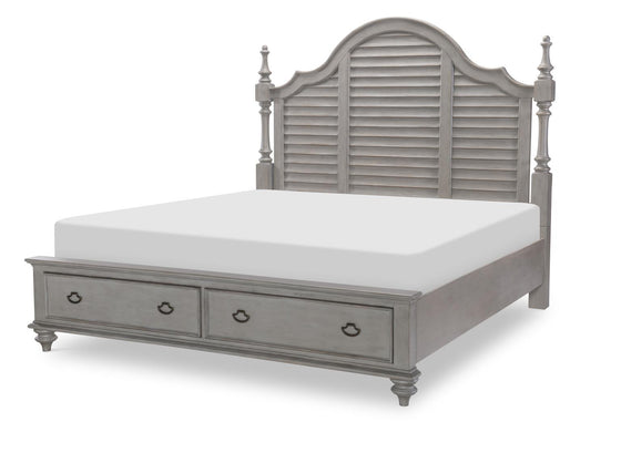 Kingston - Complete Louvered Poster Bed With Storage Footboard