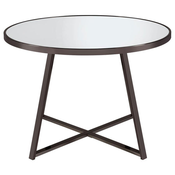 Jillian - Round Mirror Top Dining Table - Black Nickel