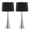 Geome - 27" Metal Table Lamp - Polished Nickel With White Linen Shade From Grandview Gallery (Set of 2)