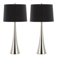  Geome - 27" Metal Table Lamp - Polished Nickel With White Linen Shade From Grandview Gallery (Set of 2)